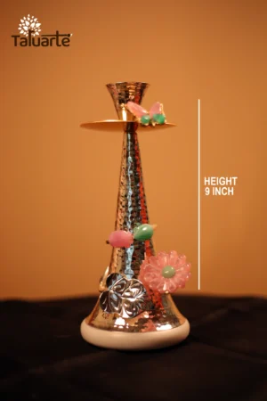 Silver Single Candle Stand -  Pink