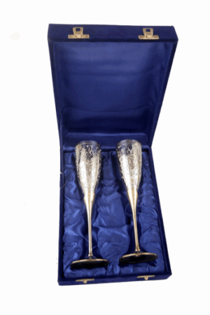 9" hand-engraved silver plated goblets