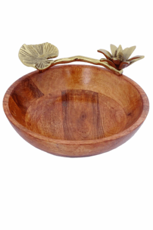 Bowl with brass lotus and leaf