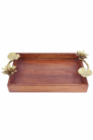 Antique-finish lotus handles Tray