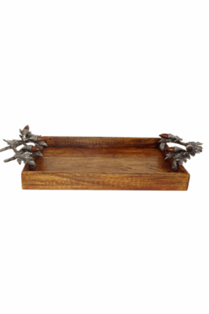 Tray with hand-cast acorn handles