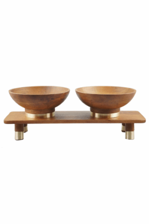 Twin Bowl Set On Stand